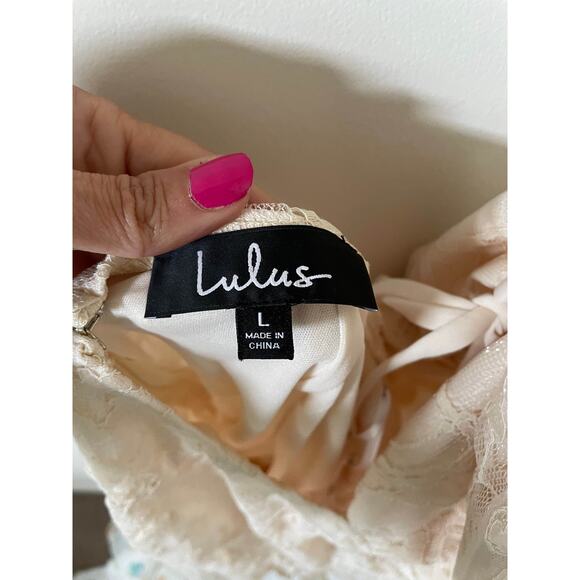 Lulu's Skater Lace Mini Dress Ivory Size Large NEW - Picture 5 of 8